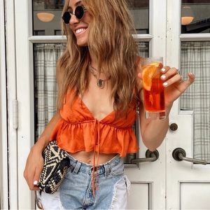 Cabos Coral Ruffle Crop Top